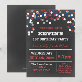 Rood White Blue Confetti gedenkdag Kaart