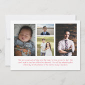 Rood White School Colors Afstuderen Aankondiging (Achterkant)