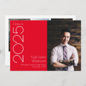 Rood White School Colors Afstuderen Aankondiging (Voorkant / Achterkant)