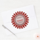 Rood+White Stippen Cirkelbookplaat Etiket sticker (Envelop)