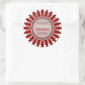 Rood+White Stippen Cirkelbookplaat Etiket sticker (Tas)