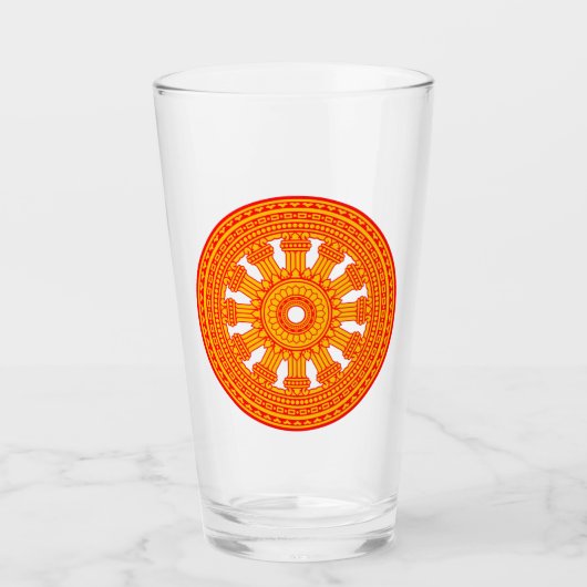 Rood wiel van Dharma (boeddhistische kunst) Glas (Voorkant)