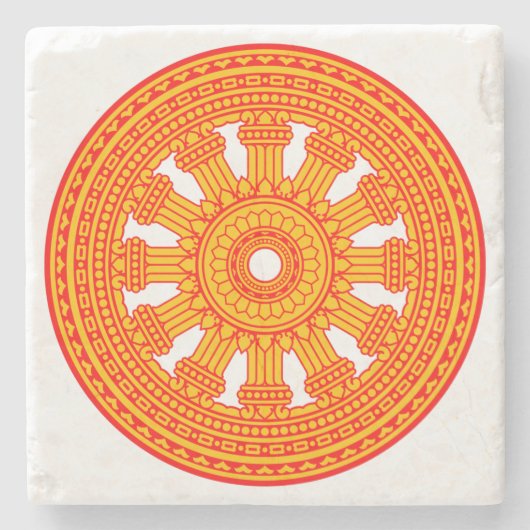 Rood wiel van Dharma (boeddhistische kunst) Stenen Onderzetter (Voorkant)