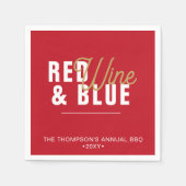 Rood Wijn & Blauwe 4 juli Feest Papier Servet (Voorkant)