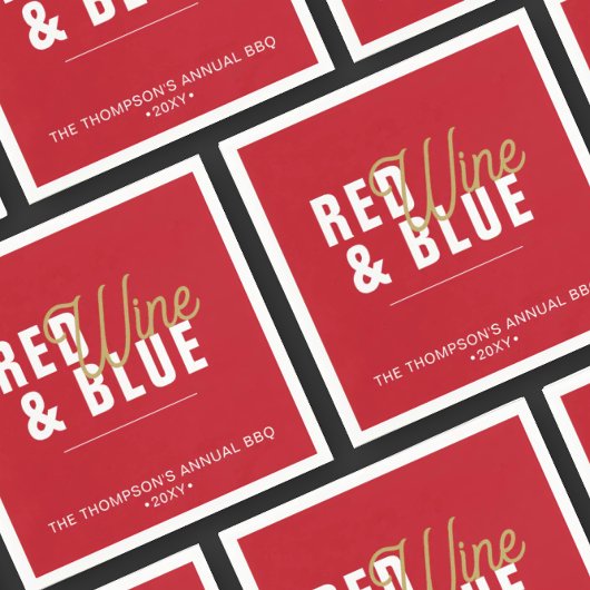 Rood Wijn & Blauwe 4 juli Feest Papier Servet