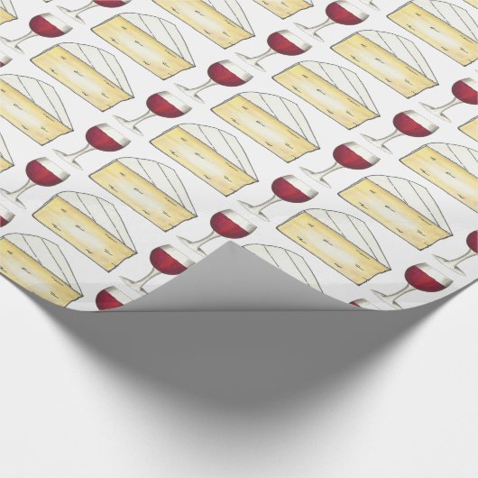 Rood wijn + brie kaasbril Gift Wrap Cadeaupapier (Hoek)