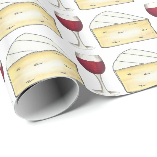 Rood wijn + brie kaasbril Gift Wrap Cadeaupapier (Rol Hoek)