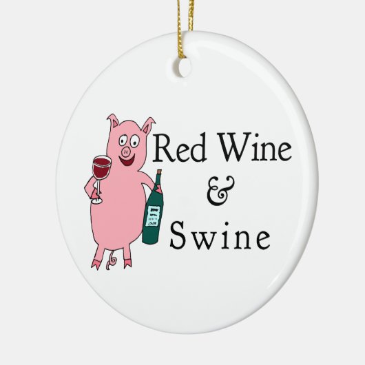 Rood wijn en wijn keramisch ornament (Links)