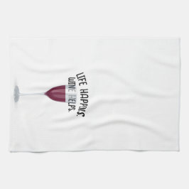 Rood wijn met citaat theedoek