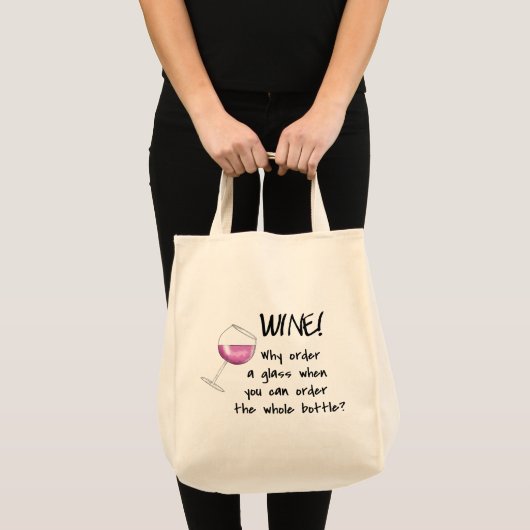 Rood wijnbestelling Hele flesje Funny Word Gezegde Tote Bag (Voorkant (product))
