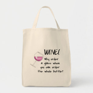 Rood wijnbestelling Hele flesje Funny Word Gezegde Tote Bag