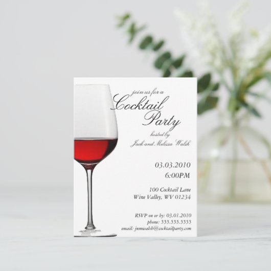 Rood-wijncocktail en uitvindingen van wijnpartijen kaart (Staand voorkant)