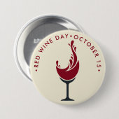 Rood-wijndag Ronde Button 7,6 Cm (Voorkant /achterkant)
