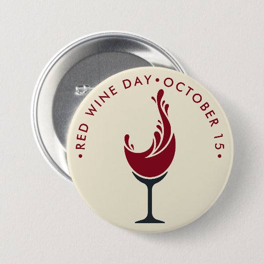 Rood-wijndag Ronde Button 7,6 Cm (Voorkant /achterkant)