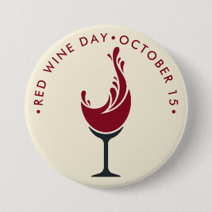 Rood-wijndag Ronde Button 7,6 Cm