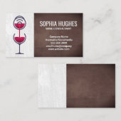 Rood wijnflessenpoeder in glas visitekaartje (Voorkant / Achterkant)