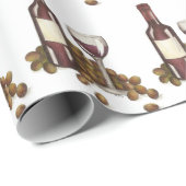 Rood-wijngebrand glazen flesdruiven wijnmoer cadeaupapier (Rol Hoek)