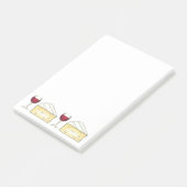 Rood wijnglas + brie kaaskaas, na het opschrift post-it® notes (Schuin)