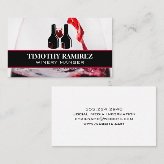 Rood wijnglas | Flessen Visitekaartje (Voorkant / Achterkant)