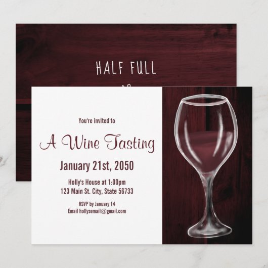 Rood wijnglas Halfledige Waterverf volledig Gezegd Kaart (Voorkant / Achterkant)