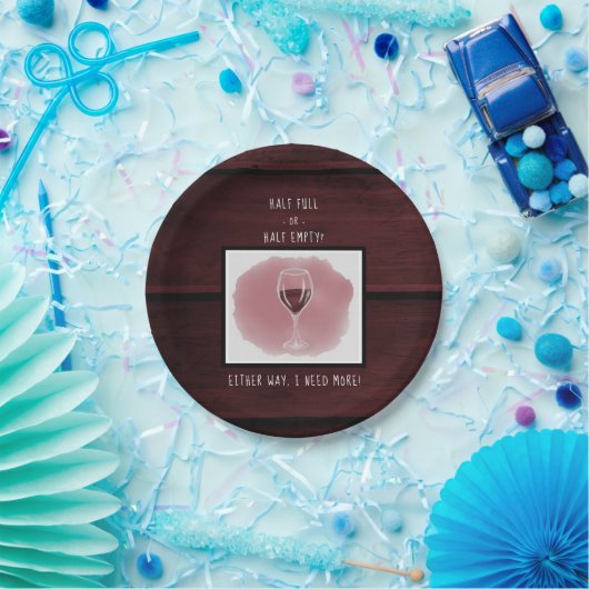 Rood wijnglas Halfledige Waterverf volledig Gezegd Papieren Bordje (Feest)