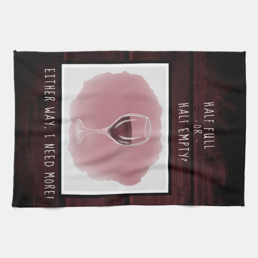 Rood wijnglas Halfledige Waterverf volledig Gezegd Theedoek (Horizontaal)