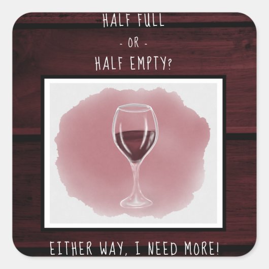 Rood wijnglas Halfledige Waterverf volledig Gezegd Vierkante Sticker (Voorkant)