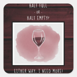 Rood wijnglas Halfledige Waterverf volledig Gezegd Vierkante Sticker