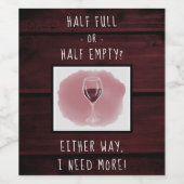 Rood wijnglas Halfledige Waterverf volledig Gezegd Wijn Etiket (Enkel label)