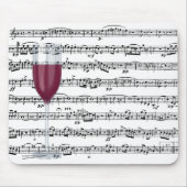 Rood wijnglas op muziek muismat (Voorkant)