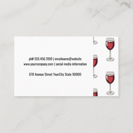 Rood wijnglas patroon visitekaartje (Achterkant)