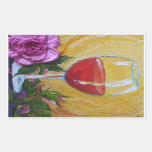 Rood wijnglas & Roze Roze Sticker