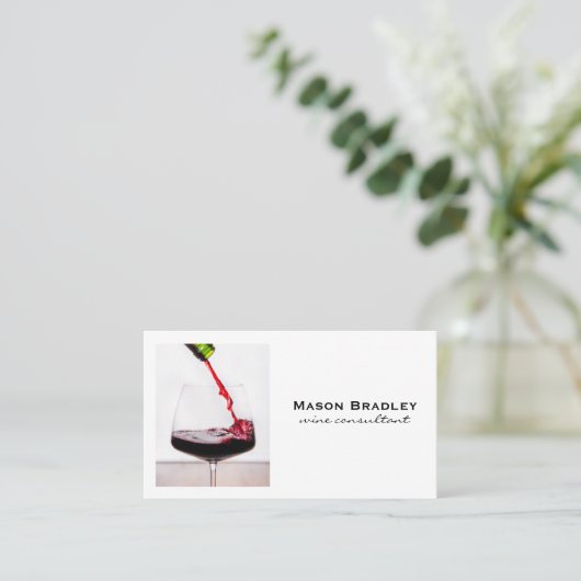 Rood wijnglas schenken visitekaartje (Staand voorkant)