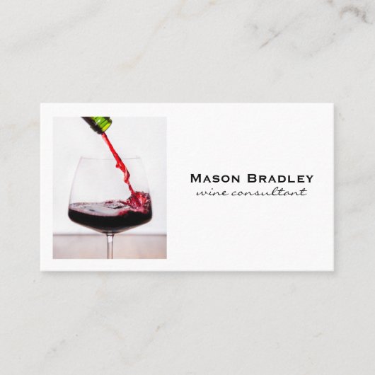 Rood wijnglas schenken visitekaartje (Voorkant)