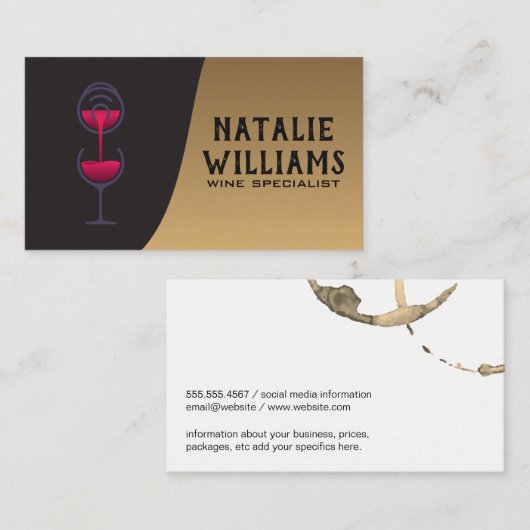 Rood wijnglas visitekaartje (Voorkant / Achterkant)