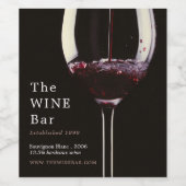 Rood wijnglas, wijnstang/wijnmoer wijn etiket (Enkel label)