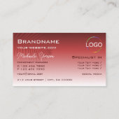 Rood wijngradiënt met palmleder monogram en Logo Visitekaartje (Achterkant)