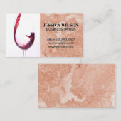 Rood wijnmeel in glas | Roze Oranje marmer Visitekaartje (Voorkant / Achterkant)