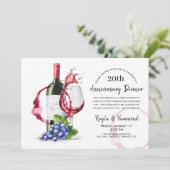 Rood-wijnstijloccasie-Jubileum Invitat Kaart (Staand voorkant)