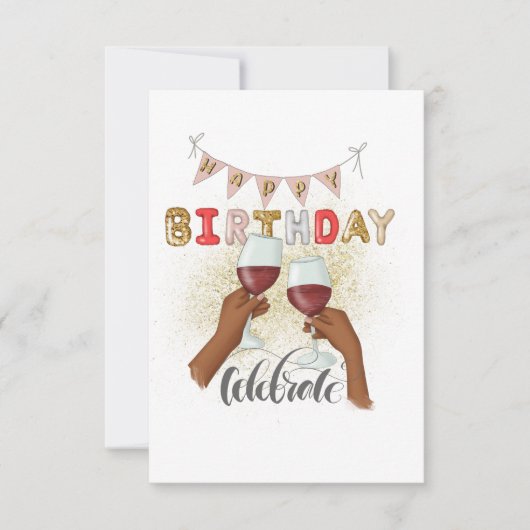 Rood Wine African American Girl Kaart (Voorkant)