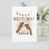 Rood Wine African American Girl Kaart (Staand voorkant)