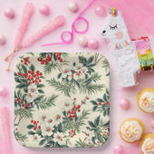  rood winterberry kerst papieren bordje (Feest)