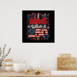 Rood Wit 250 Jaar Amerikaanse Vrijheid 1776-2026 Poster
