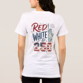 Rood Wit & 250 Standbeeld van Liberty Patriottisch Tri-Blend Shirt (Achterkant)