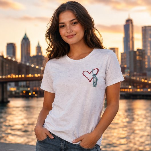 Rood Wit & 250 Standbeeld van Liberty Patriottisch Tri-Blend Shirt