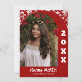 Rood Wit 2-Foto Bloemboog Afstuderen Aankondiging (Voorkant)