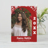 Rood Wit 2-Foto Bloemboog Afstuderen Aankondiging (Staand voorkant)