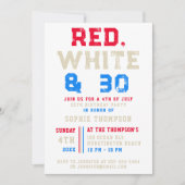 Rood Wit 30 Typografie 4 juli 30 Verjaardag Kaart (Voorkant)