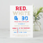 Rood Wit 30 Typografie 4 juli 30 Verjaardag Kaart (Staand voorkant)