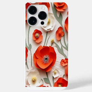 ROOD WIT 3-D LOOK POPPY ANEMONE FLOWERS Case-Mate iPhone 14 PRO MAX HOESJE